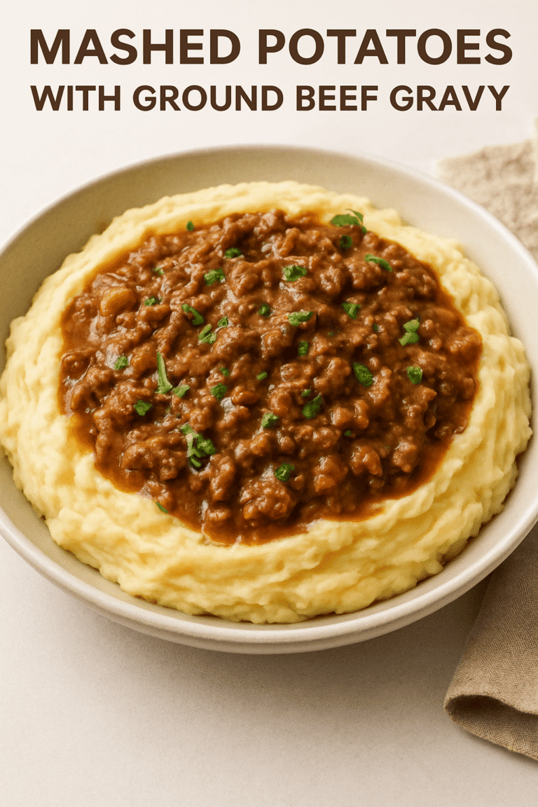 Mashed Potatoes with Ground Beef Gravy