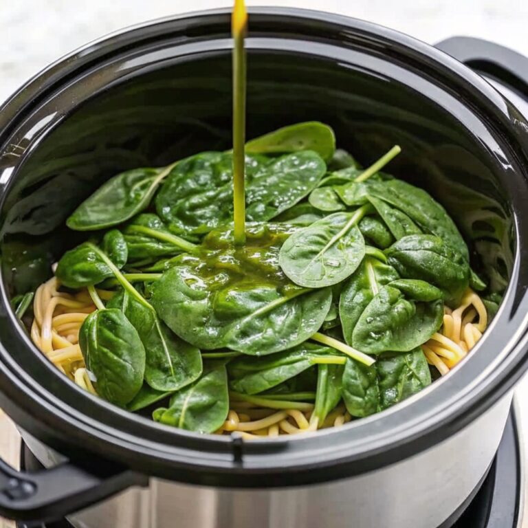 Slow Cooker Spinach Pasta Primavera